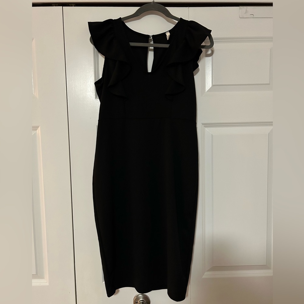 Pink blush black mini dress. Maternity size M